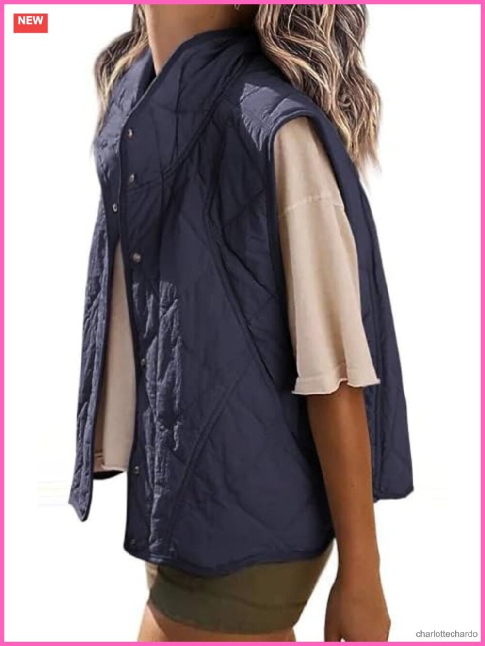Quilted Puffer Vest Stand Collar Button Down Lightweight Sleeveless Jacket